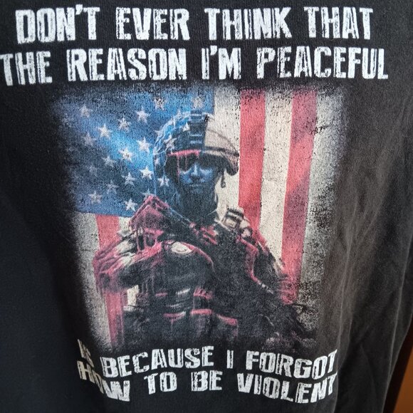 XL Vintage T-shirt Y2K Patriotic Soldier Print - Picture 3 of 5